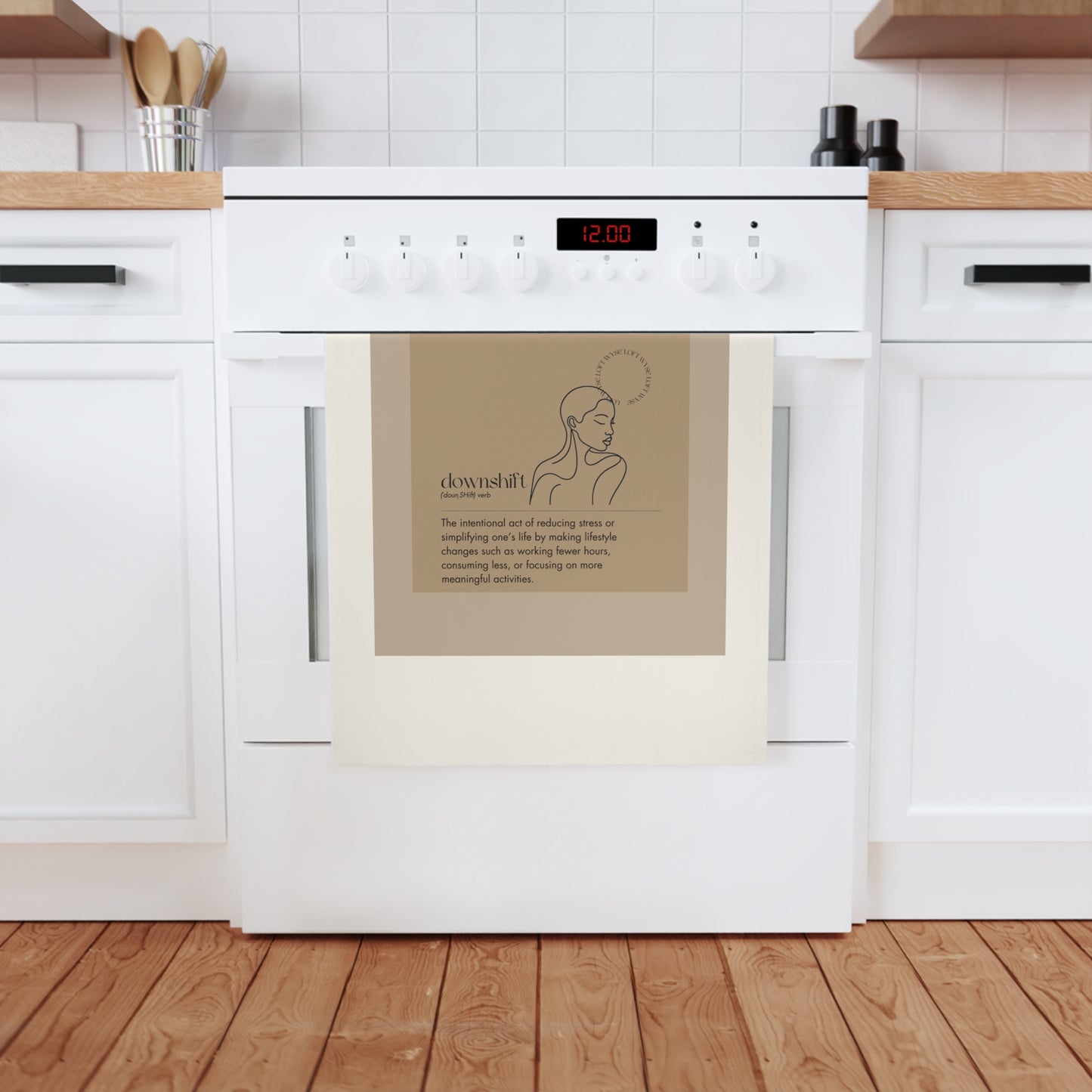 Mindful Definitions ‘Downshift’ Tea Towel - Organic Cotton Wellness Decor
