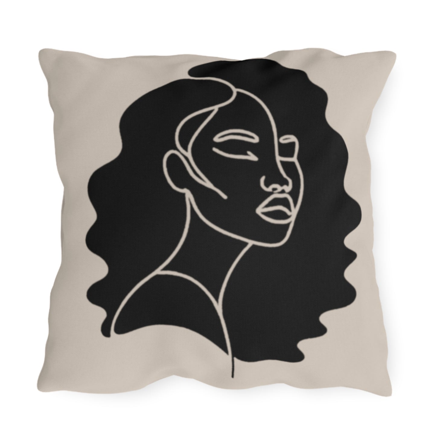 Portrait of Poise Outdoor Pillow - Afro Aura