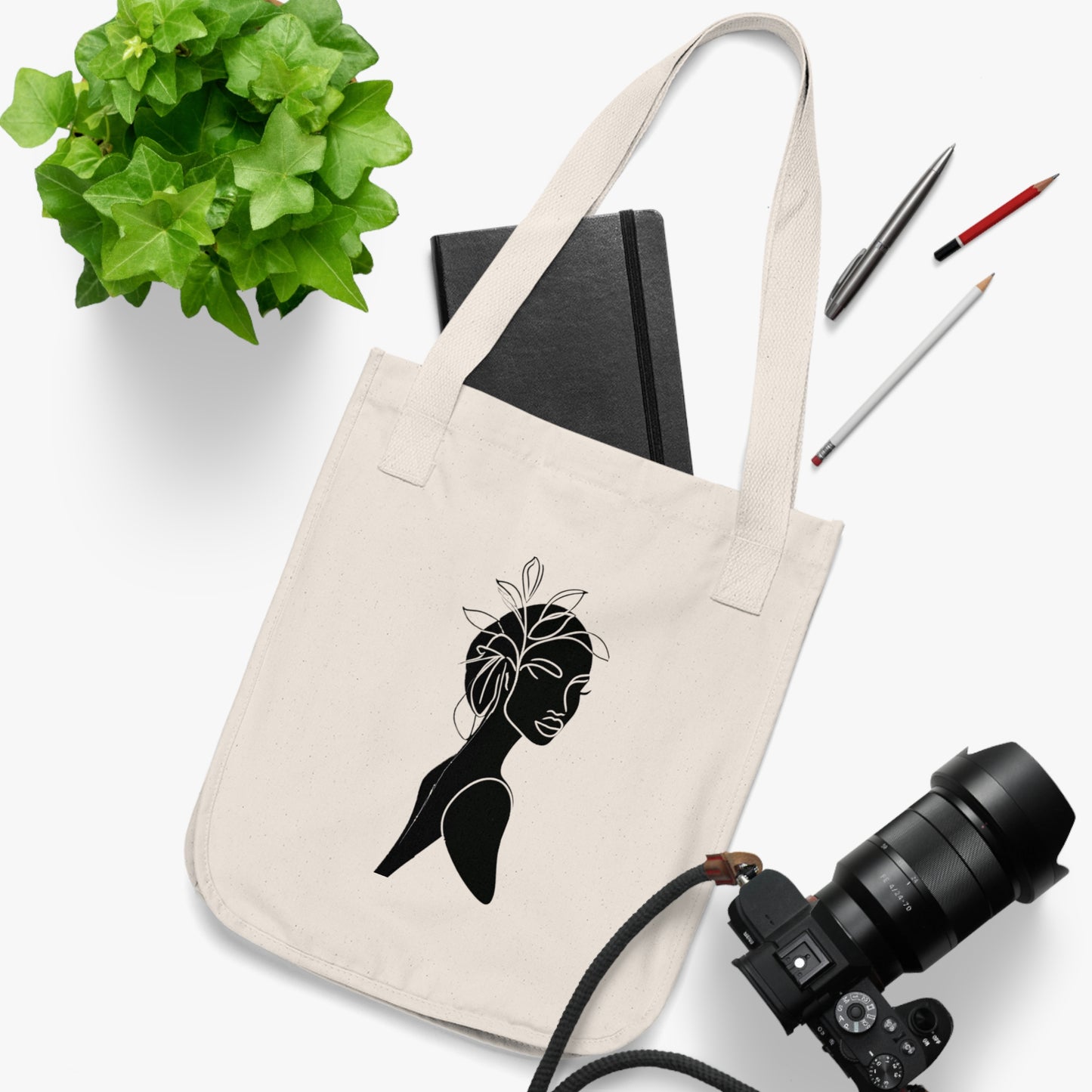 Portrait of Poise Organic Tote Bag - Verdant Serenity