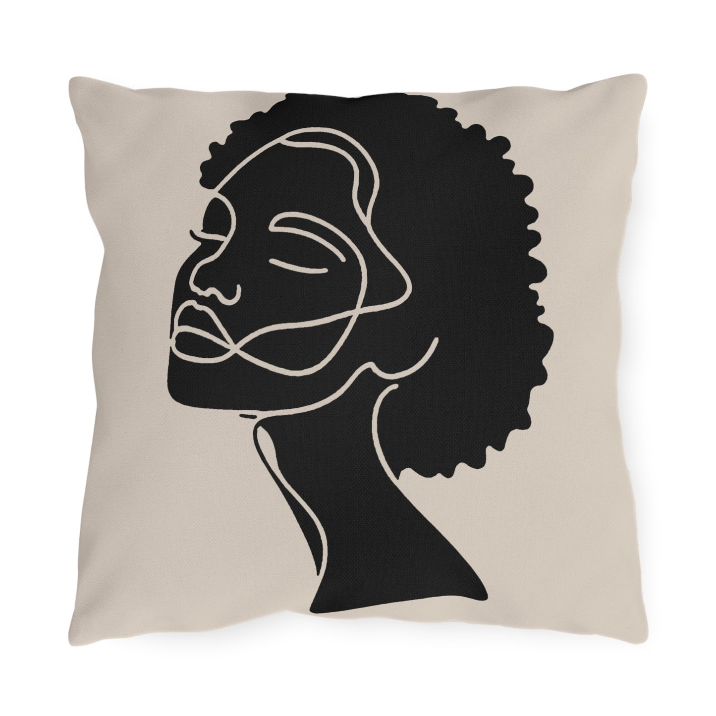 Portrait of Poise Outdoor Pillow - Afro Aura