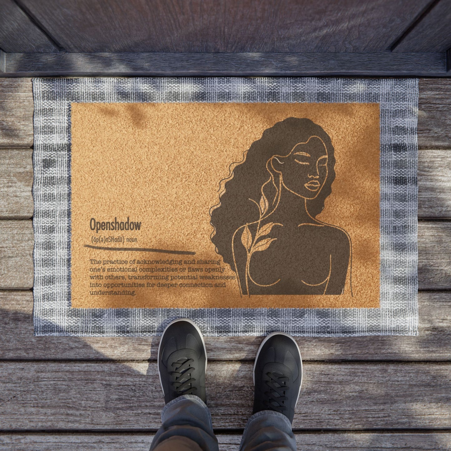 Mindful Definitions “OpenShadow” Conceptual Art Doormat - Elegant Entryway and Home Decor