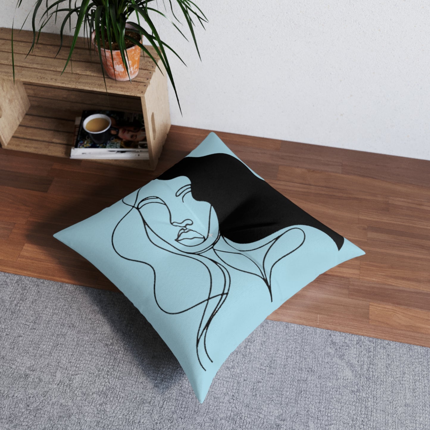 Portrait of Poise Floor Pillow - Serene Muse