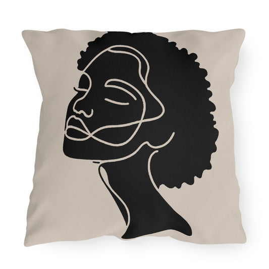 Portrait of Poise Outdoor Pillow - Afro Aura