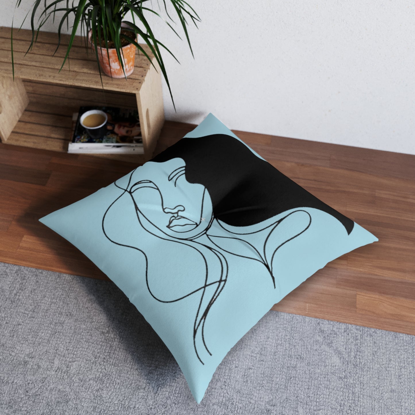 Portrait of Poise Floor Pillow - Serene Muse